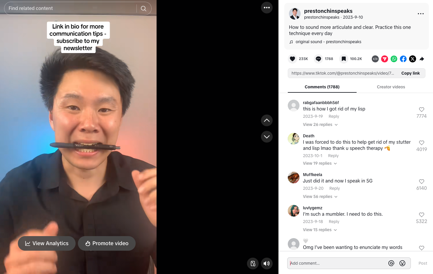 TikTok analytics showing 3.7 million views on a viral video