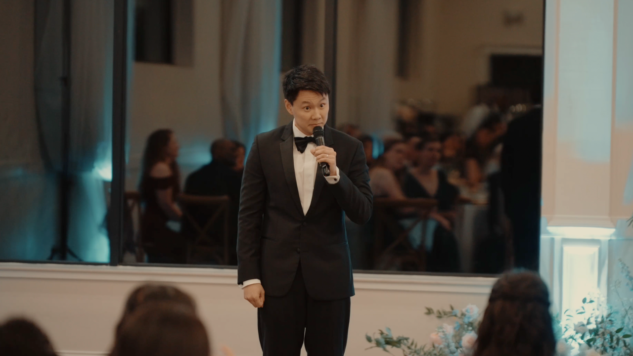 Preston delivering the wedding speech